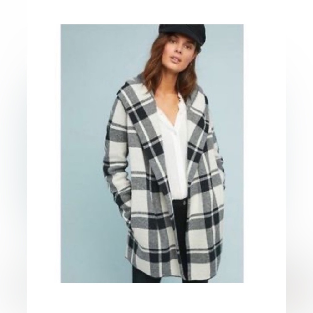 Field & Flower for Anthropologie wool plaid sweater coat